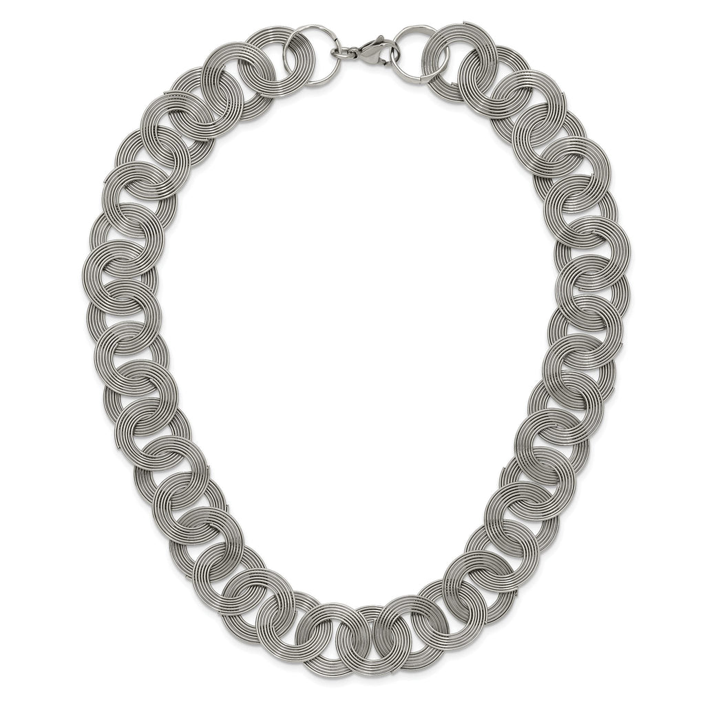 Polished Circle Link Necklace in Stainless Steel