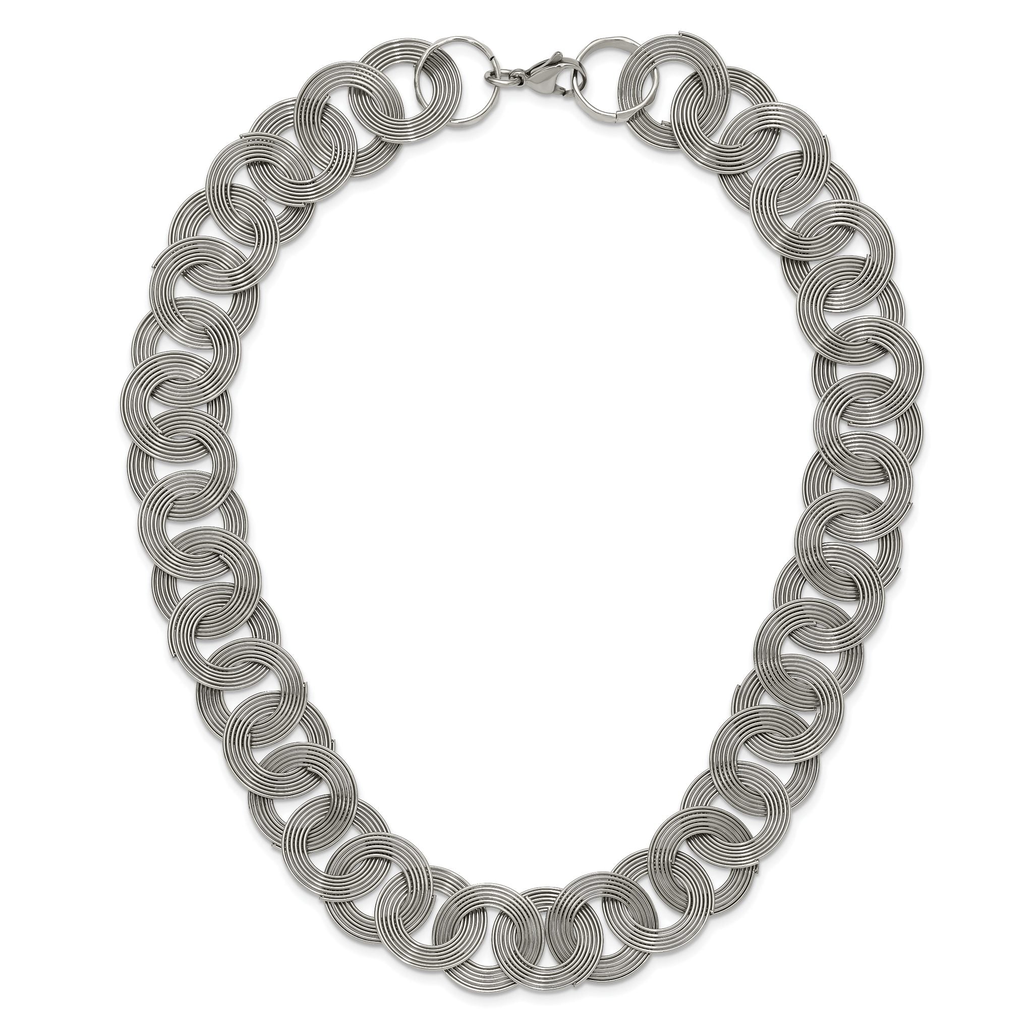 Polished Circle Link Necklace in Stainless Steel