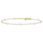 14k Two-tone Circles 7-Station 10 inch Plus 1 inch Extender - Total 11 inch Anklet