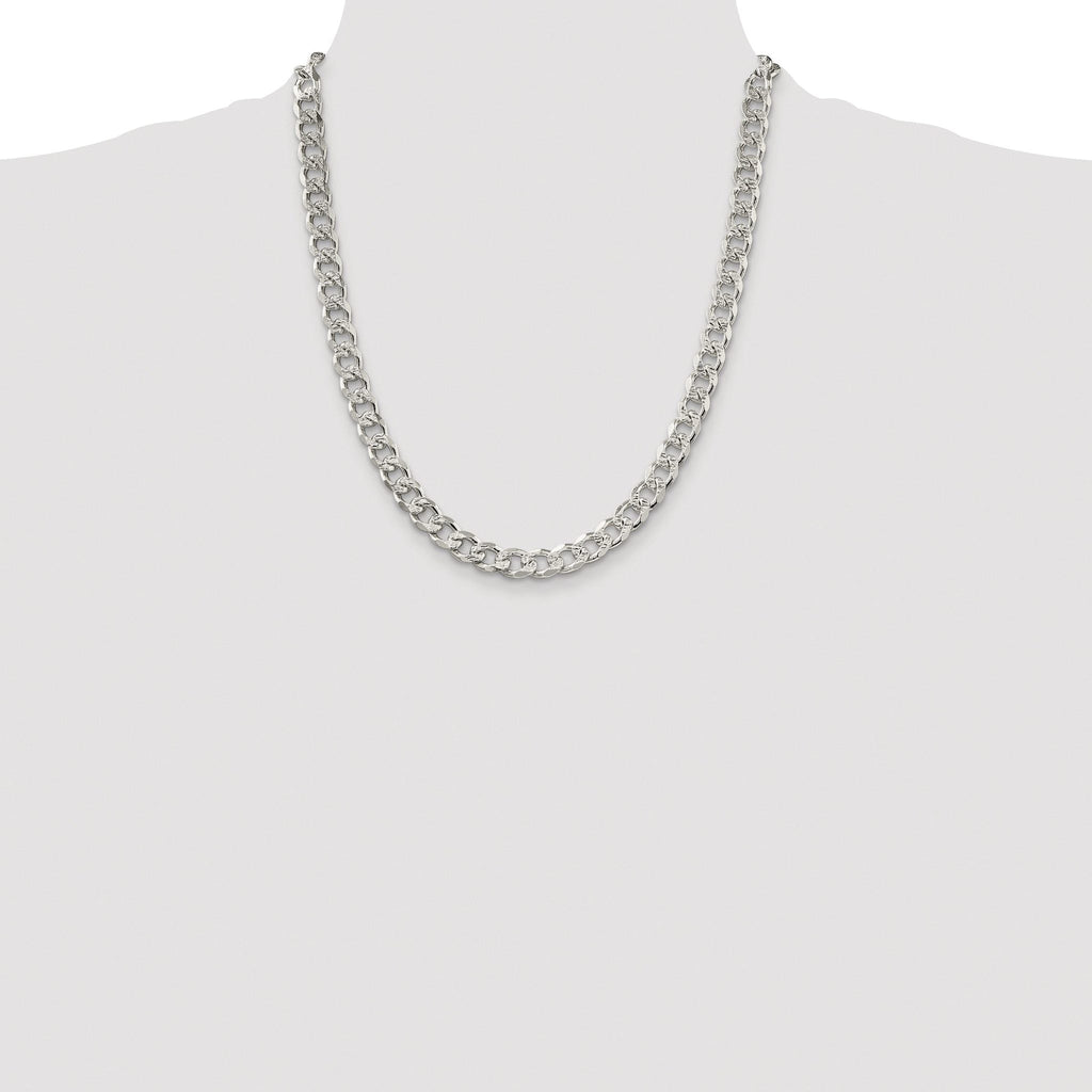 Sterling Silver Rhodium-plated 8.3mm Pavâ Curb Chain