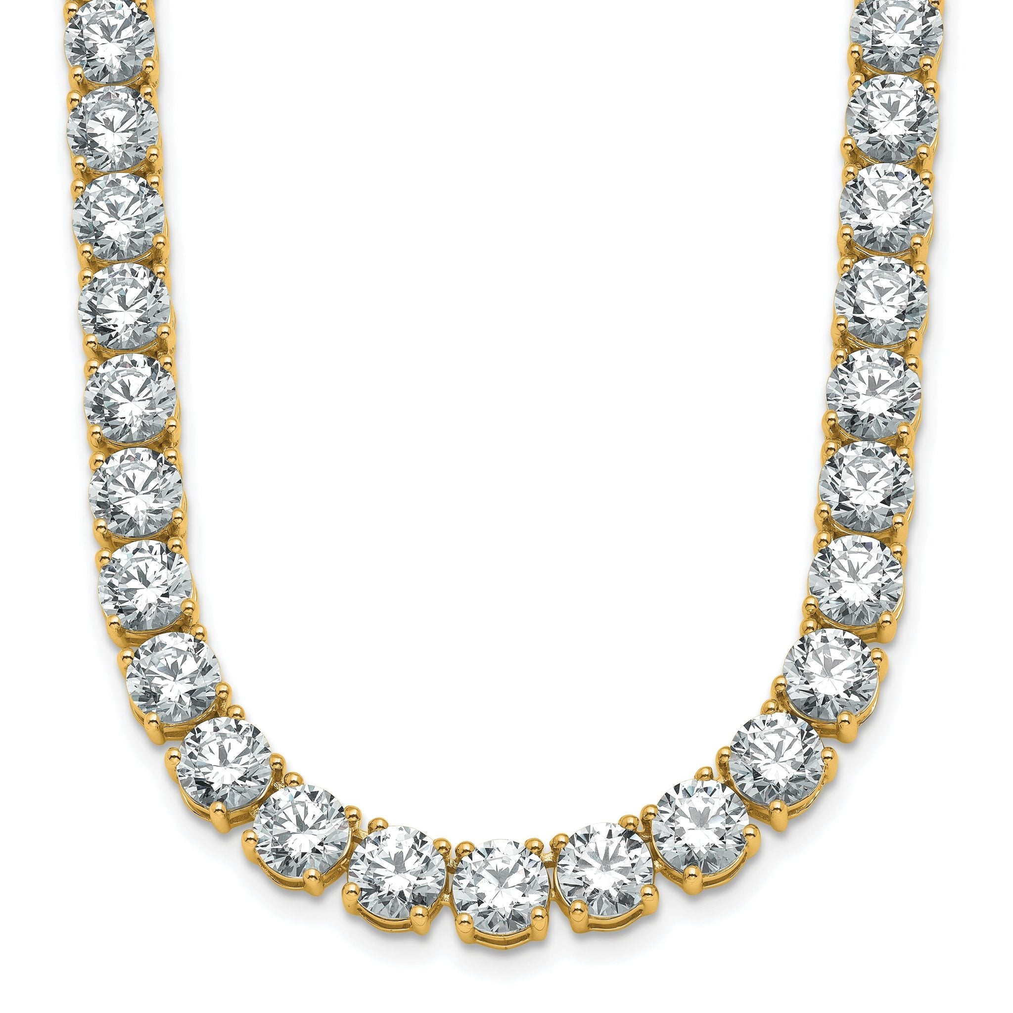 14k 44 carat Lab Grown Diamond VS+ F+ Complete Round 18 inch Straight Tennis Necklace