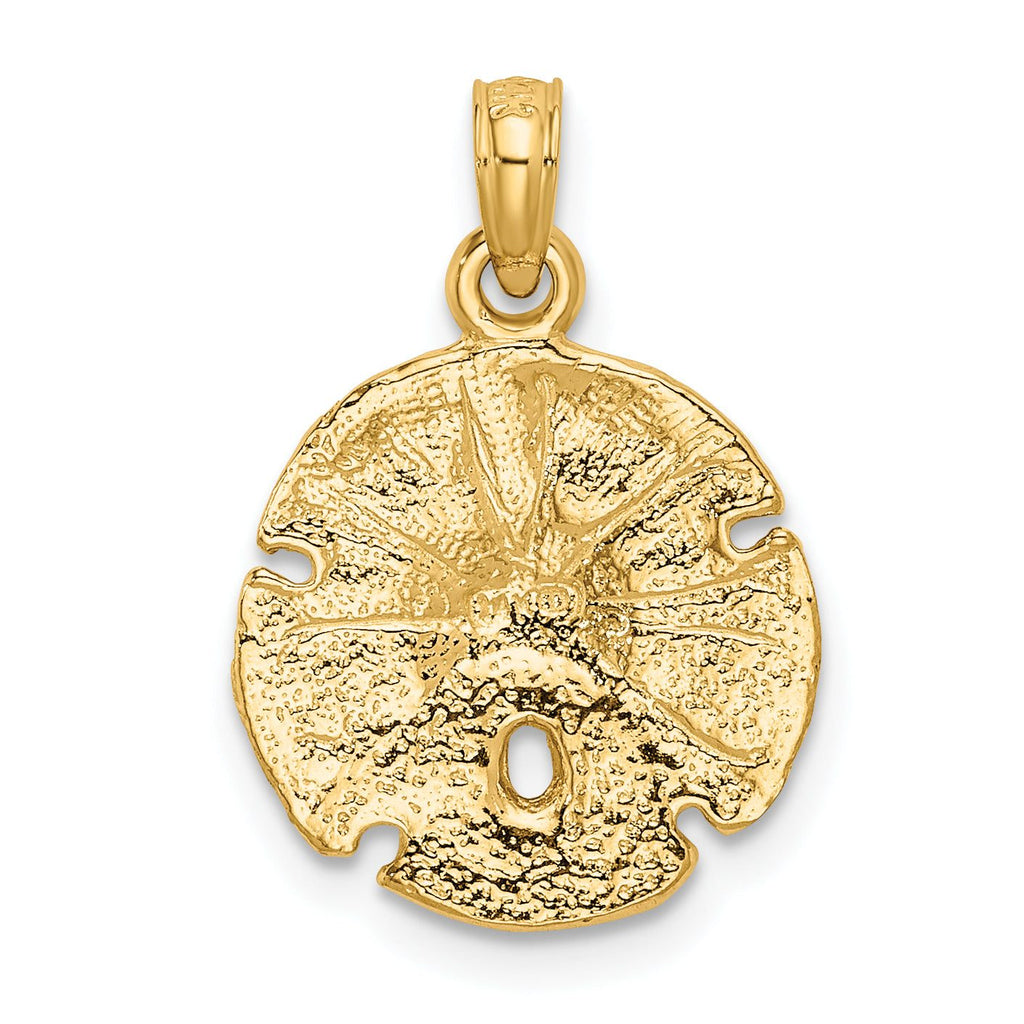 14K Gold Sand Dollar Pendant with Polished Finish  Textured, Solid Craftsmanship