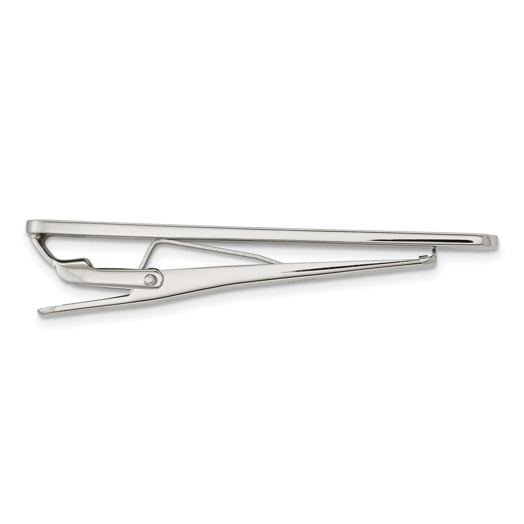 Sophia Jewelers Stainless Steel Tie Bar with Diamond & Carbon Fiber