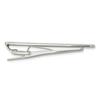 Sophia Jewelers Stainless Steel Tie Bar with Diamond & Carbon Fiber