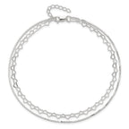 Sterling Silver 2-Strand Heart Link 9 inch Plus 1 inch Extender - Total 10 inch Anklet
