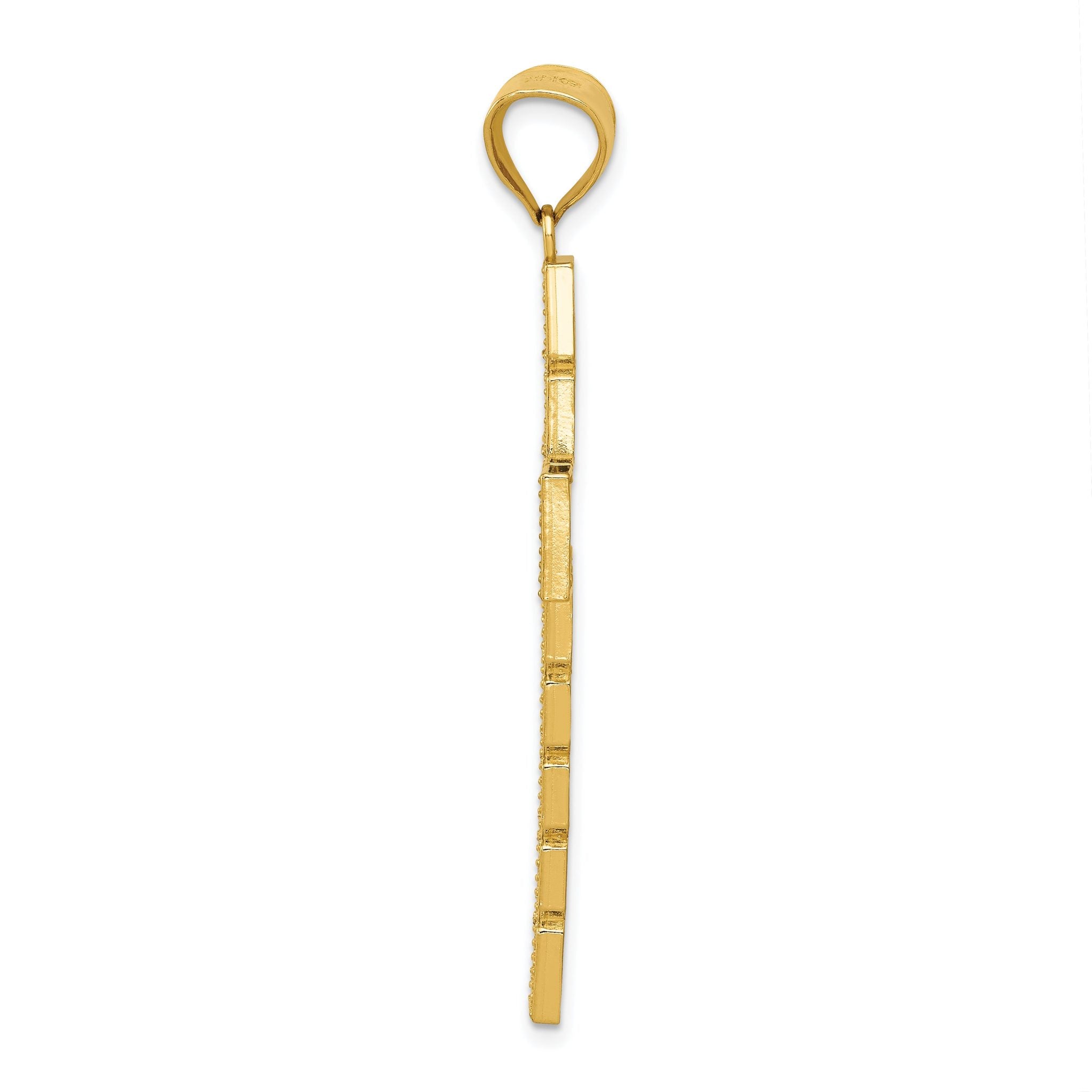 14K Gold and Rhodium Latin Cross Pendant  Solid, Two-Tone, Elegant Design Secondary image