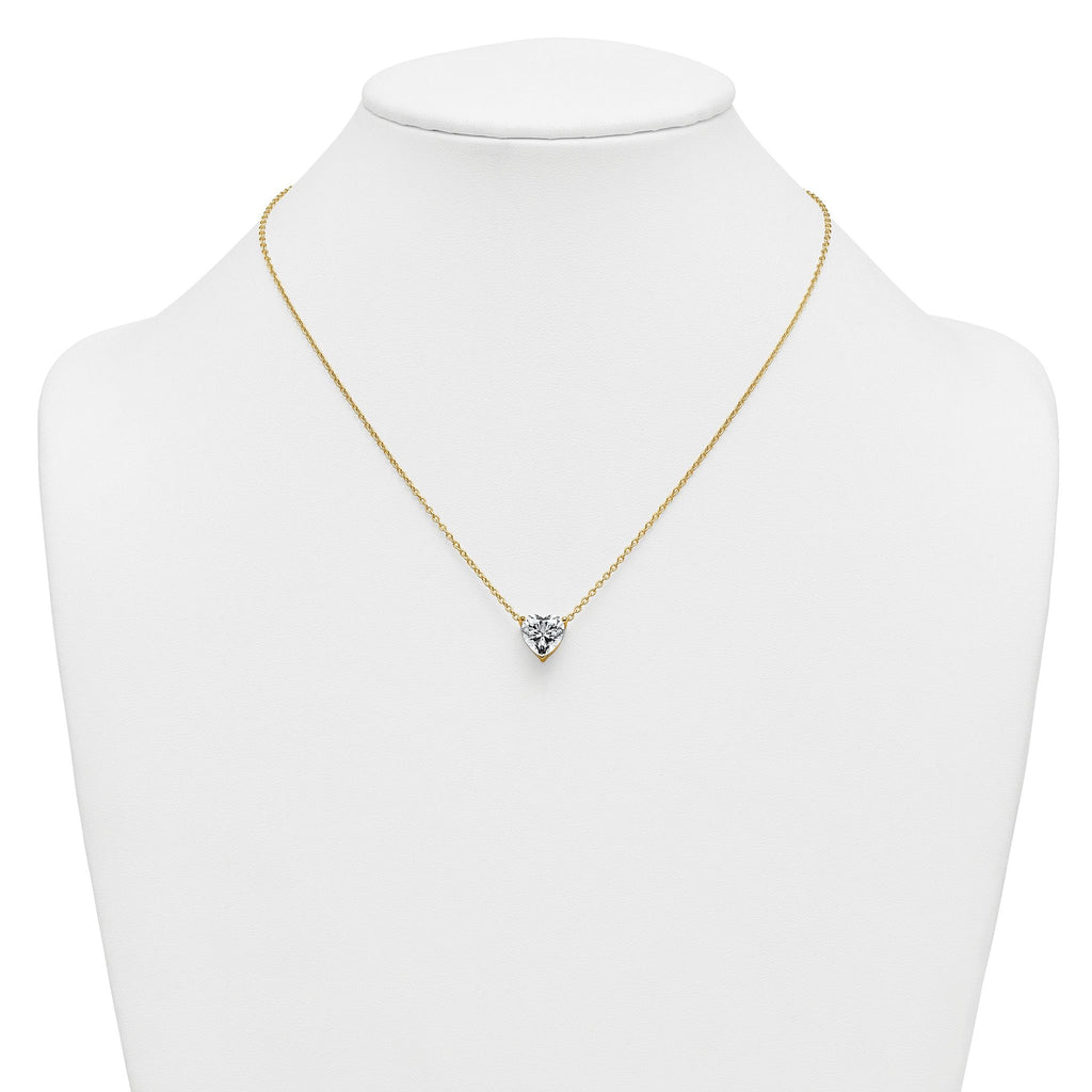 14k 3 1/2 carat Lab Grown Diamond VS+ F+ Heart Complete 18 inch Four Prong Pendant Necklace