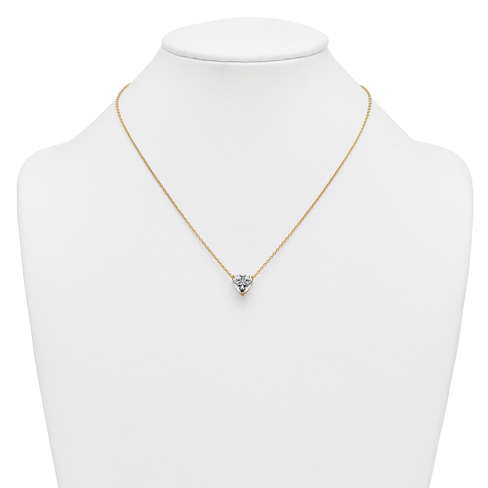 14k 3 1/2 carat Lab Grown Diamond VS+ F+ Heart Complete 18 inch Four Prong Pendant Necklace
