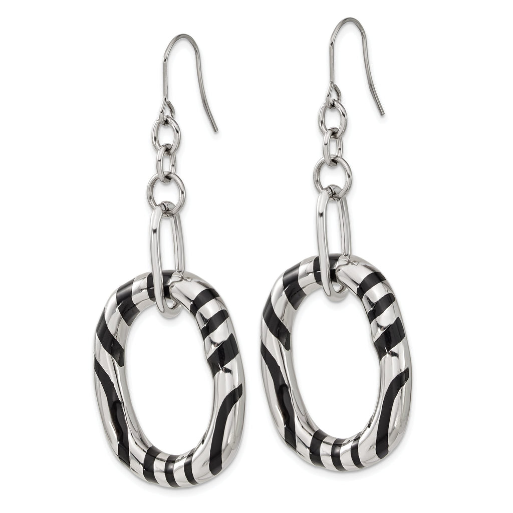 Stainless Steel Enamel Polished Oval Drop Dangle Earrings for Women