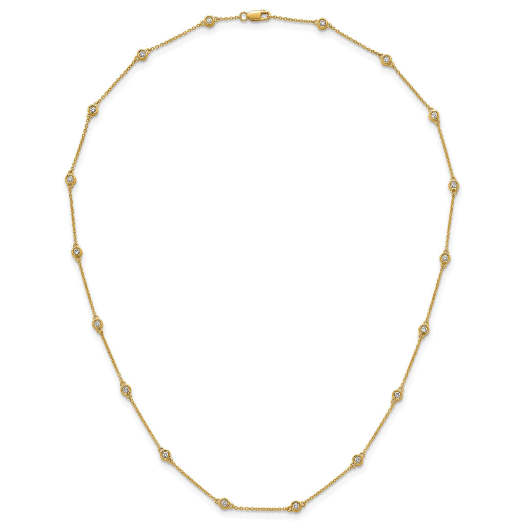 14k Complete 1/2 carat Bezel-set Diamond and Cable Chain 16-Station 16 inch Necklace