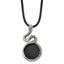 Antiqued Snake Pendant in Stainless Steel on Leather Cord
