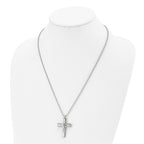 Brushed & Polished Cross Necklace in Titanium, 22 in