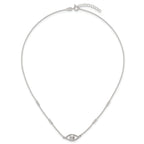 Sterling Silver Polished and Beaded Evil Eye 16.5 inch with 1 inch Extension Necklace