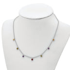 Prizma Sterling Silver Rhodium Plated 16 inch Dangling Colorful CZ Necklace with 2 inch Extender