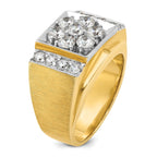 14k Two-tone Men's Polished and Satin Cluster Ring Mounting (No Stones Included)