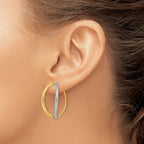 14K w/Rhodium Diamond-Cut Dangle Threader Earrings