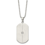 Chisel Stainless Steel Brushed and Polished with CZ Dog Tag on a 20 inch Ball Chain Necklace