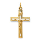 Sterling Silver INRI Crucifix Charm with Yellow Vermeil and Enamel Detailing
