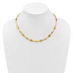 14k Polished And Brushed 7.5mm Fancy Oval and Round Link 18 inch Necklace