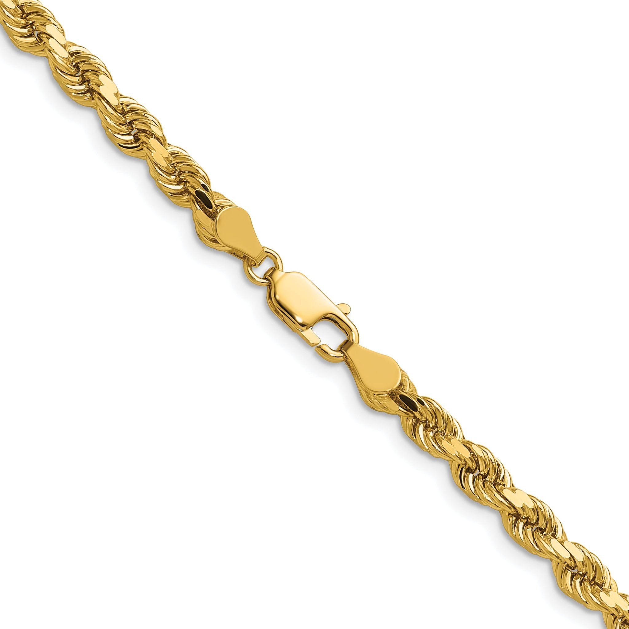 14K 7 inch 4.5mm Diamond-cut Rope with Lobster Clasp Chain