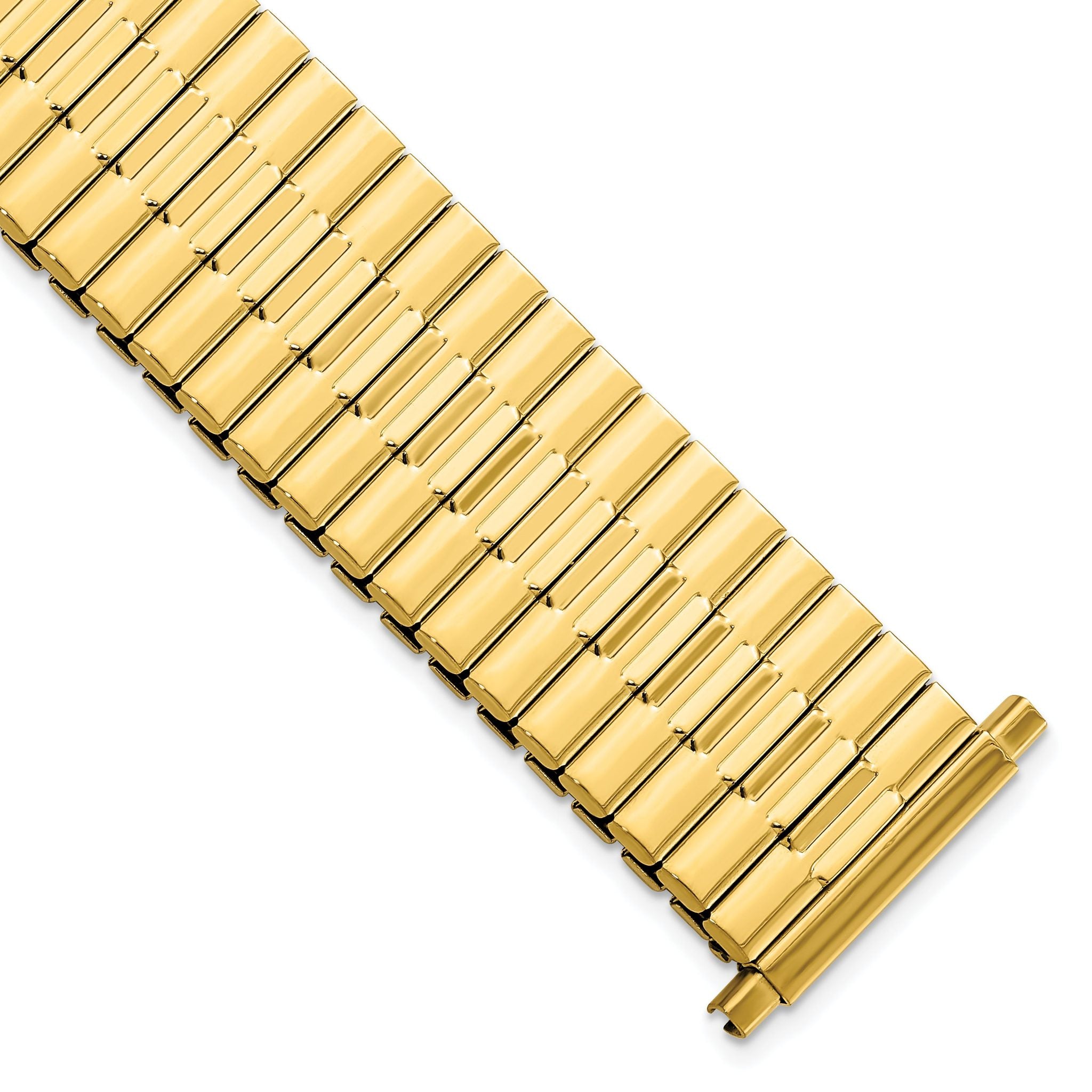 Mens Long 20-24mm Yellow IP-plated Stainless Steel 7.5 inch Expansion Watch Band Main image