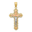14K Tri-Color Gold Crucifix Pendant with Diamond-Cut Detailing 43mm