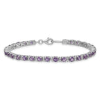 Sterling Silver Rhodium-plated Amethyst and Diamond Bracelet