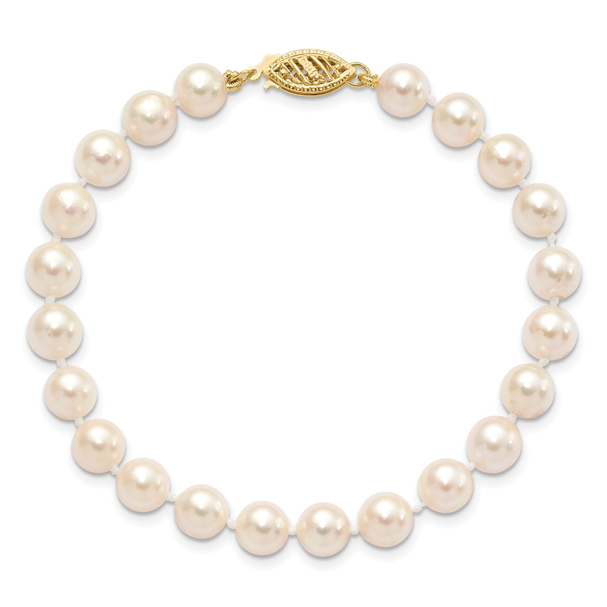 Women's 14K Yellow Gold 6-7mm Freshwater Cultured Pearl Bracelet