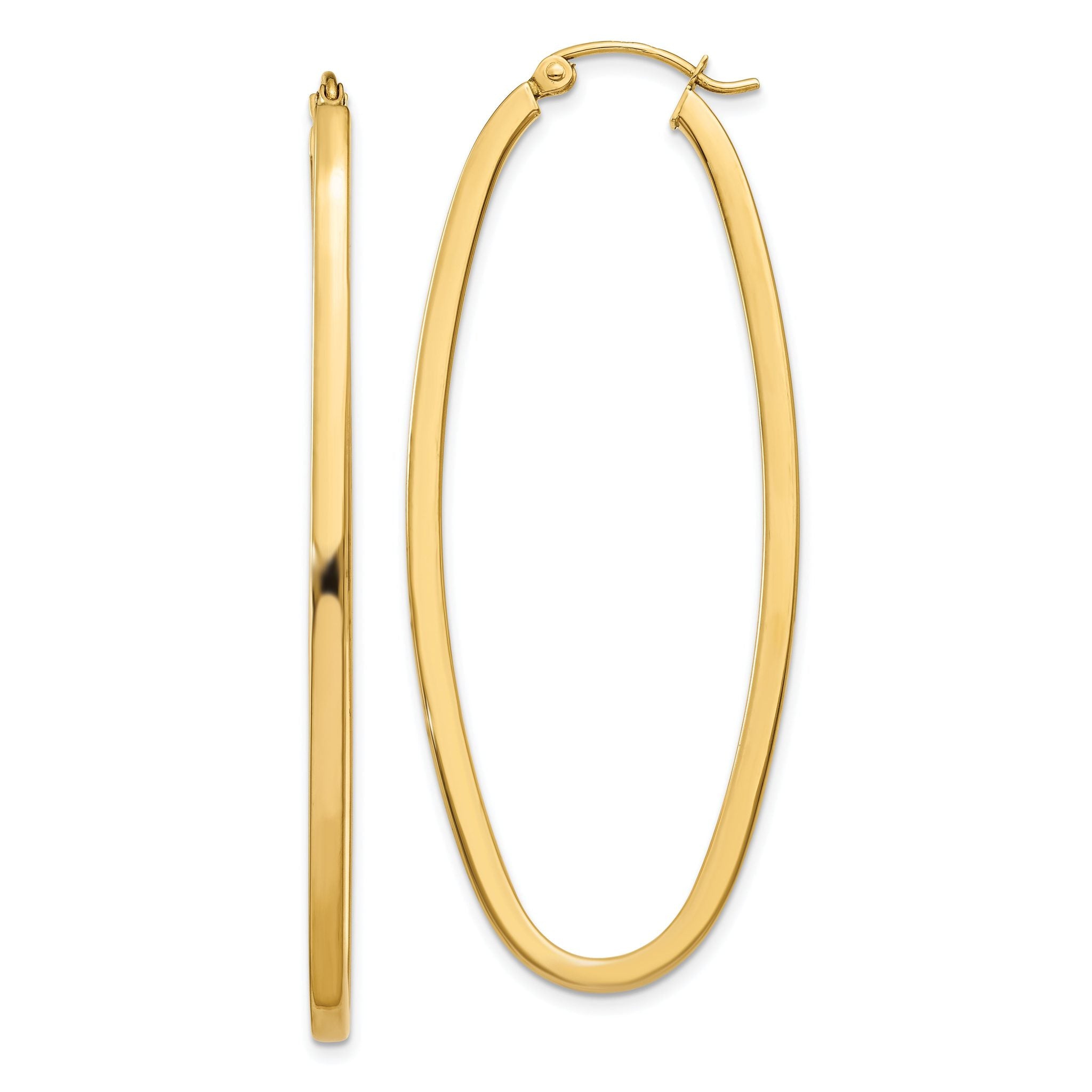 14k 2mm Large Oval Hoop Earrings Main image