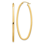 14k 2mm Large Oval Hoop Earrings