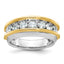 14k Two-tone Mens Polished 7-Stone Channel Ring Mounting, Mounting Only