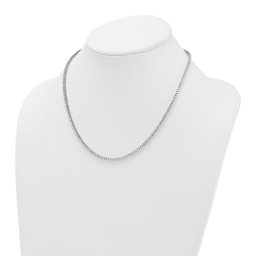 14k White Gold 4 1/2 carat Lab Grown Diamond VS+ F+ Complete Round 18 inch Straight Tennis Necklace