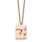 Rose-Tone Gift & Bow Necklace in Stainless Steel