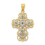 14K Two-Tone Gold Filigree Cross Pendant with Polished Finish Elegant Design