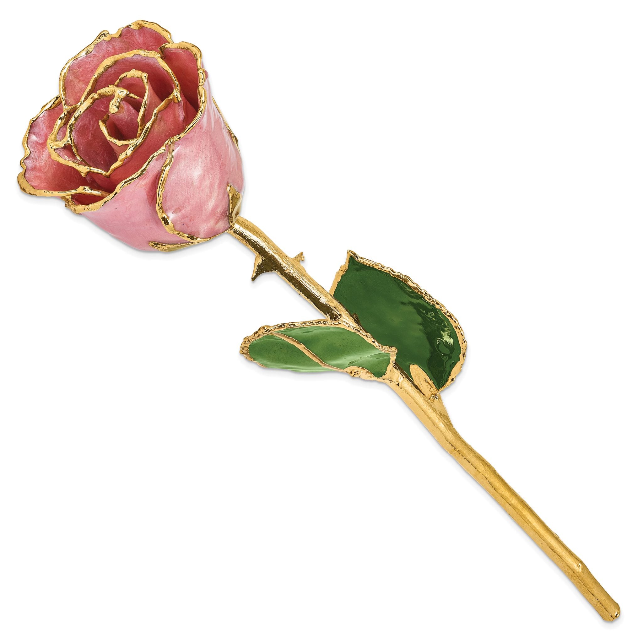 Lacquer Dipped Gold Trimmed Dusty Pink Real Rose Secondary image