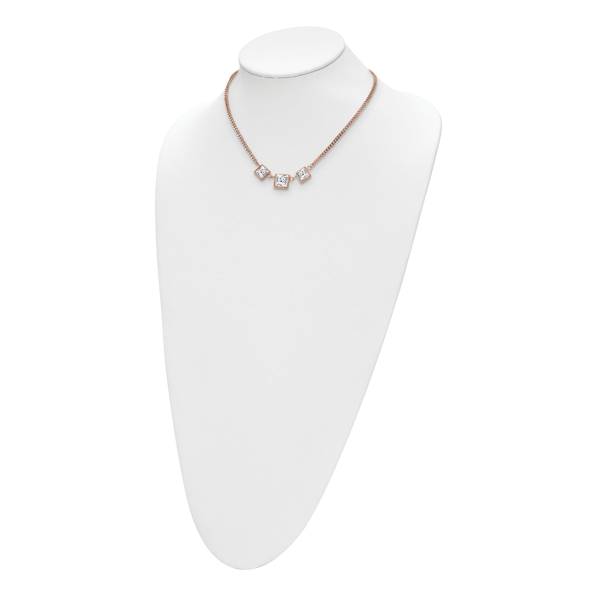 Polished Glass Necklace in Rose-Tone Stainless Steel