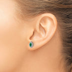 14k White Gold 1/5 carat Lab Grown Diamond VS/SI+ G+ and Lab Created Emerald May Birthstone Post Earrings