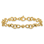 14K Polished and Circles with D/C Beads Fancy Bracelet