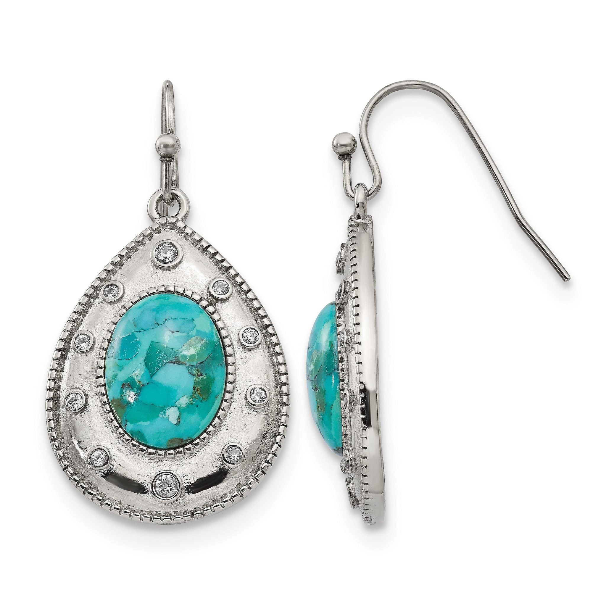 Stainless Steel Polished Cubic Zirconia Drop Dangle Earrings for Women Main image
