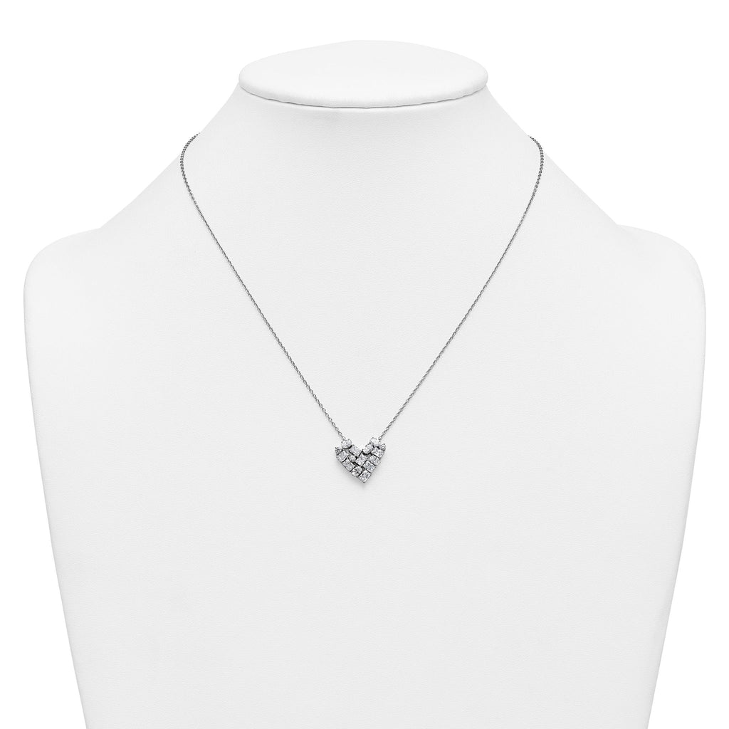 14k White Gold 1 1/4 carat Lab Grown Diamond VS/SI+ G+ Complete 18 inch Cluster Heart Necklace