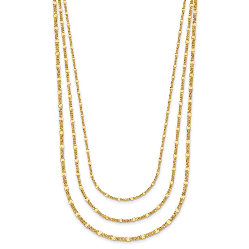 Sterling Silver Gold-tone Multi-strand with 1.5in ext. Necklace