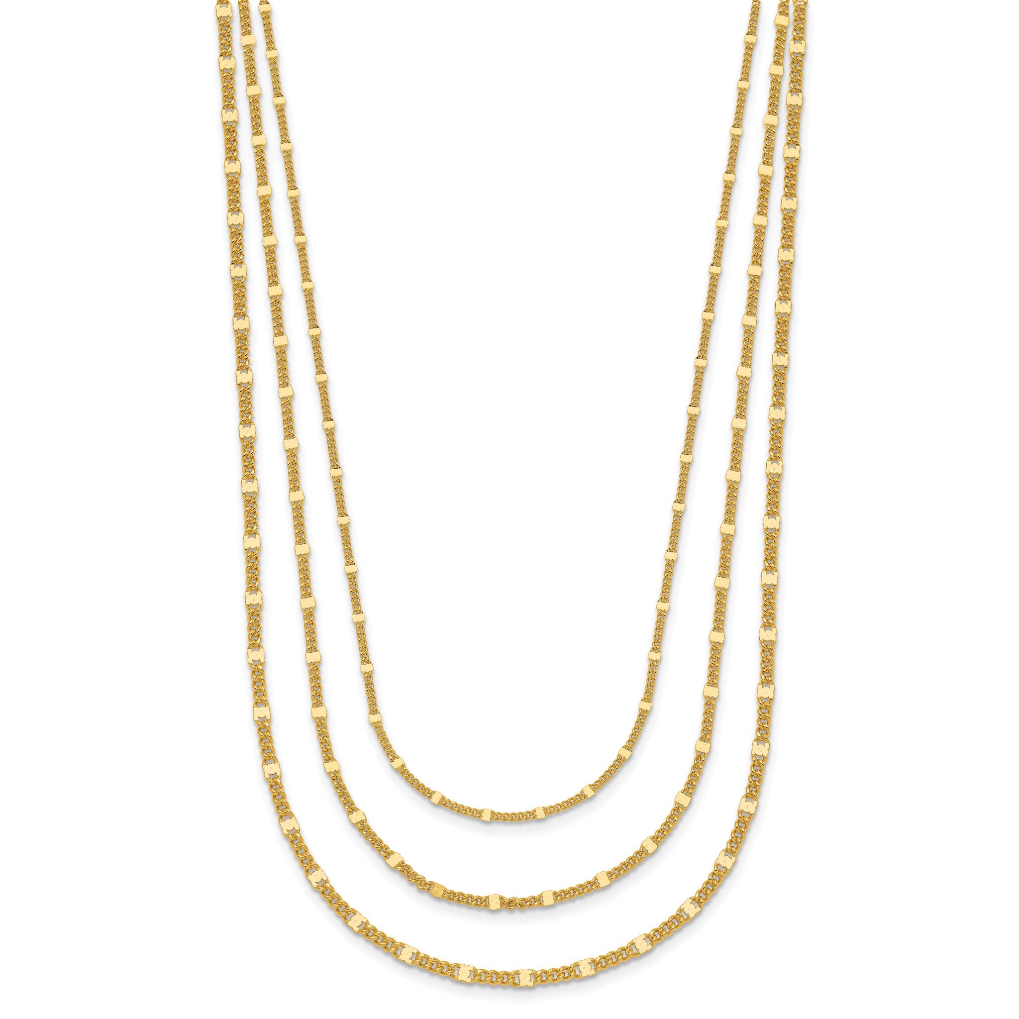 Sterling Silver Gold-tone Multi-strand with 1.5in ext. Necklace