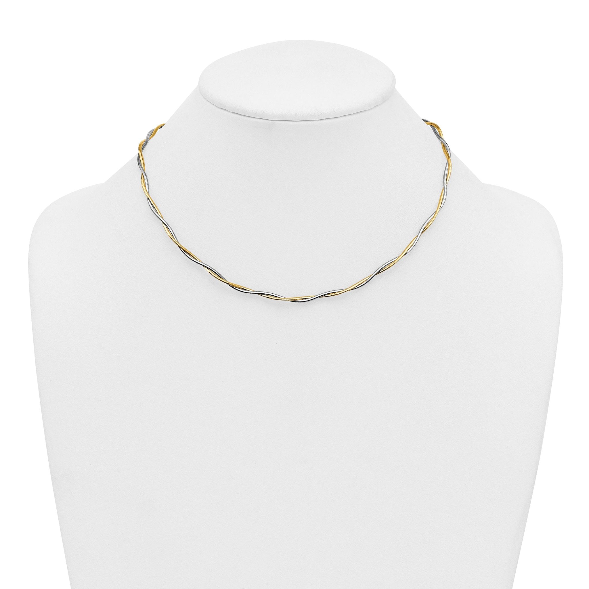 14k Two-tone Polished Twisted Round Omega 17 inch Necklace Secondary image