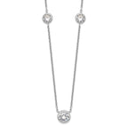 Sterling Silver Rhodium-plated 3 Station CZ Necklace