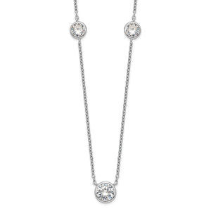 Station Cubic Zirconia Necklace in Sterling Silver, 18 Inch - Sophia Jewelers