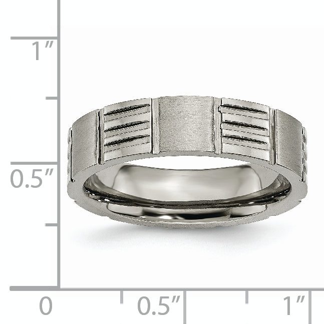 Notched Wedding Band in Titanium, 6mm