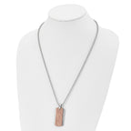 Stainless Steel Polished and Textured Brown IP-plated 24in Necklace