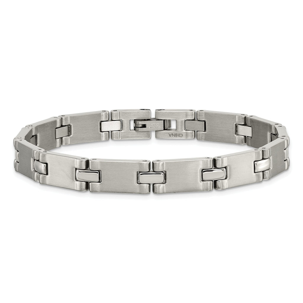 Stainless Steel Brushed and Polished Link Bracelet for Men