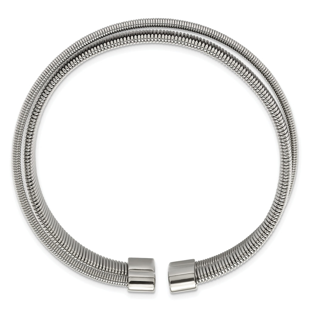 Stainless Steel Polished and Textured Moveable Cuff Bracelet for Women