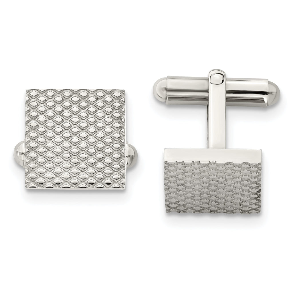 Stainless Steel Polished Textured Cuff Links